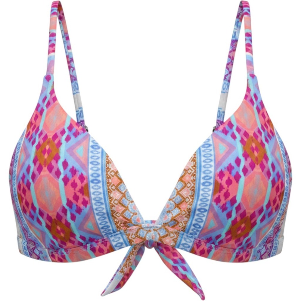 Geometric Tribal Bikini Top XL Pink Blue Front Tie Boho Festival‎ Summer Beach